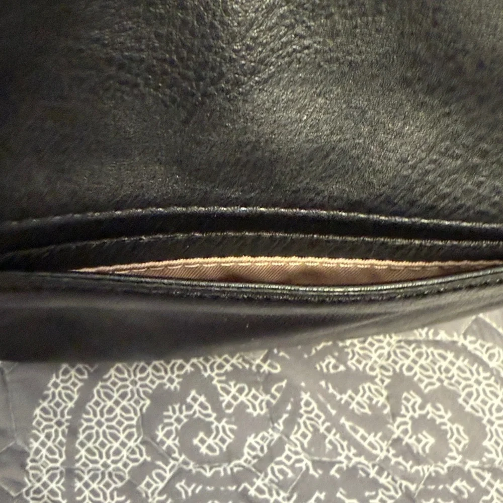 The Sak Black Oleta Leather Embossed Adjustable Crossbody Bag EUC